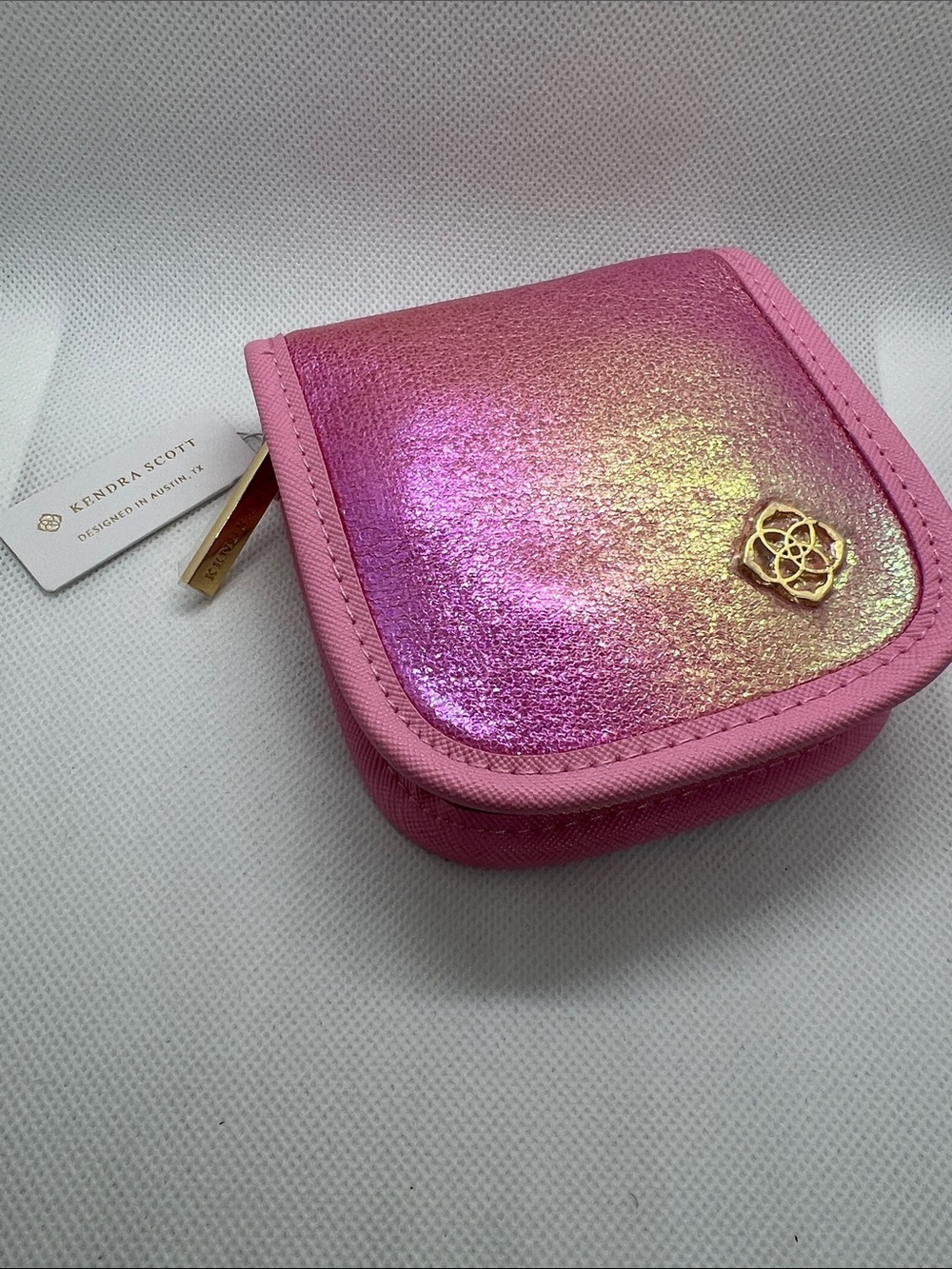 Kendra Scott Pink Iridescent Compact Jewelry Case